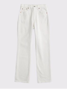 Abercrombie & Fitch Ultra High Rise Ankle Straight Jeans Cream Ivory Size 27